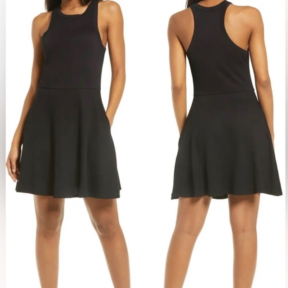 BP fine ribbed mini tank dress ladies size large black